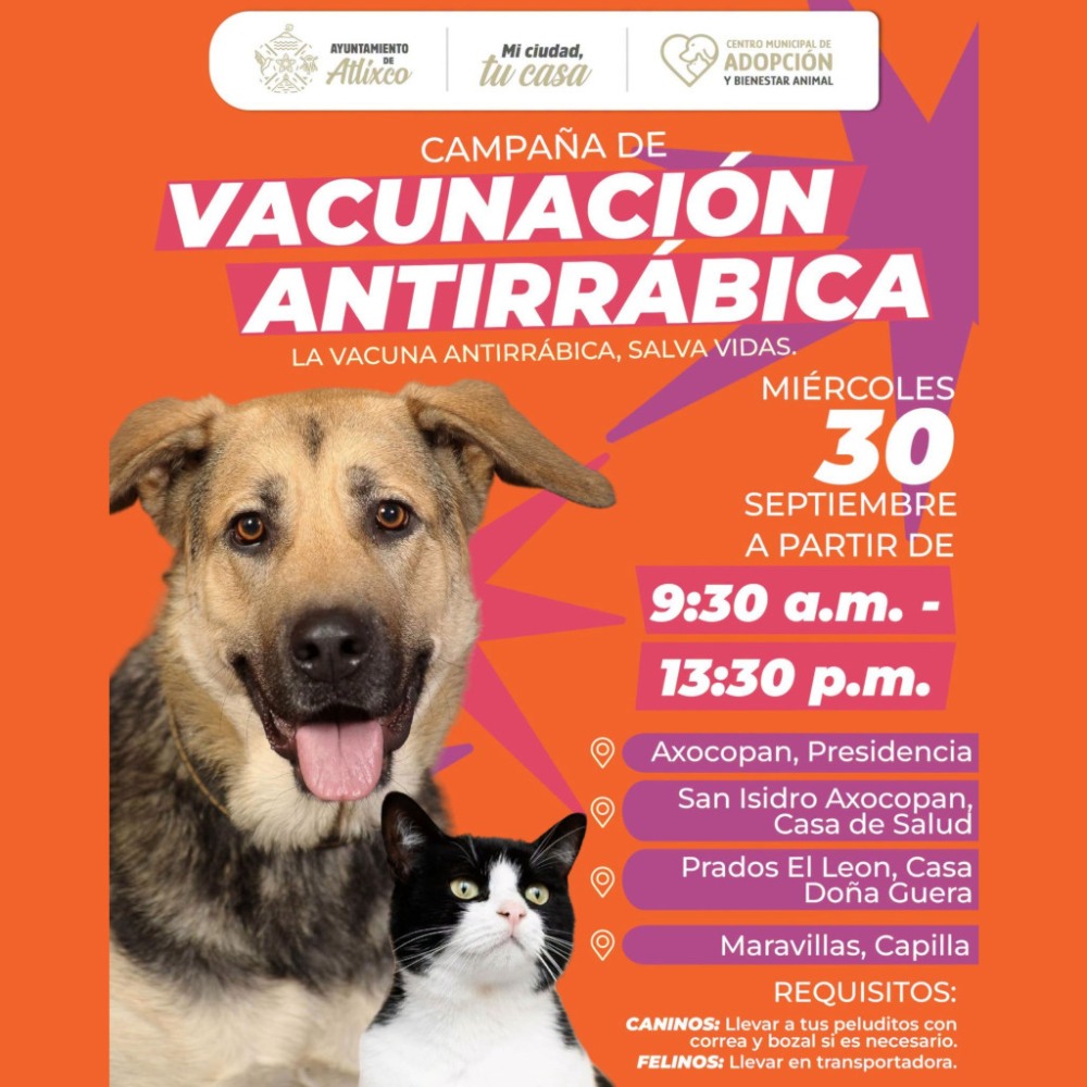 Campa�a de Vacunaci�n Antirr�bica en Axocopan, Prados El Le�n y Maravillas