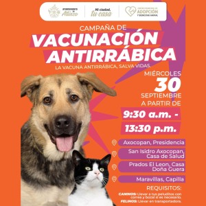 Campa�a de Vacunaci�n Antirr�bica en Axocopan, Prados El Le�n y Maravillas