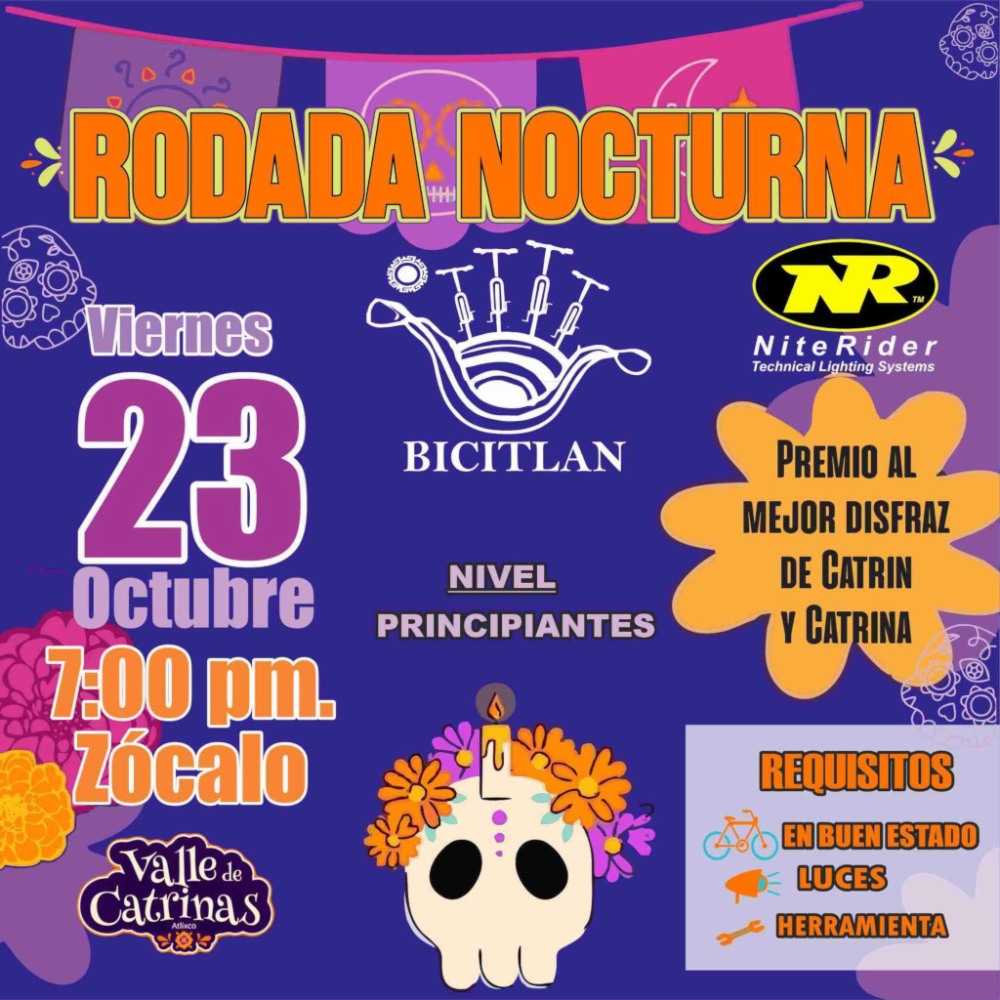 Bicitl�n 2026: Rodada Nocturna de Catrinas en Atlixco